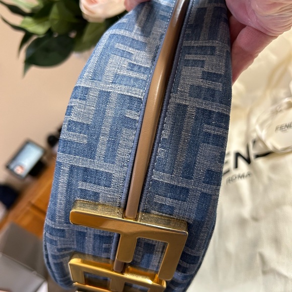 Fendi Light Blue Denim Fabric Fendigraphy Small Bag - Picture 6 of 11